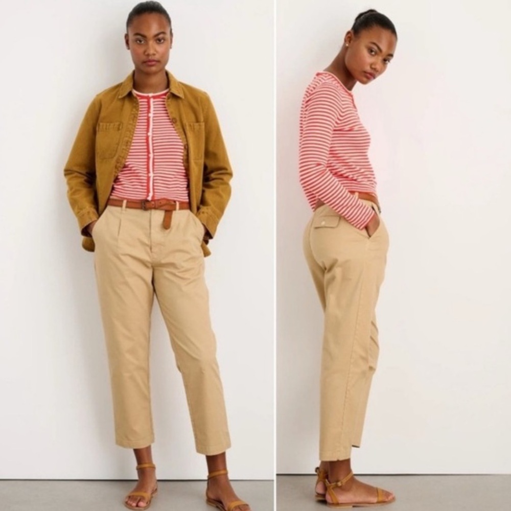 Alex Mill | Women’s Cognac Brown Pleat Front The Boy Pant Ankle Chino Pants Sz 4 - Picture 2 of 16